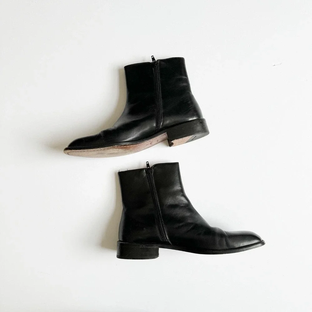 Sandro Moscoloni Black Leather Ankle Boots